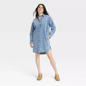 Universal Threads Denim Shirt Dress Women’s Size S Oversized Button Front Tunic